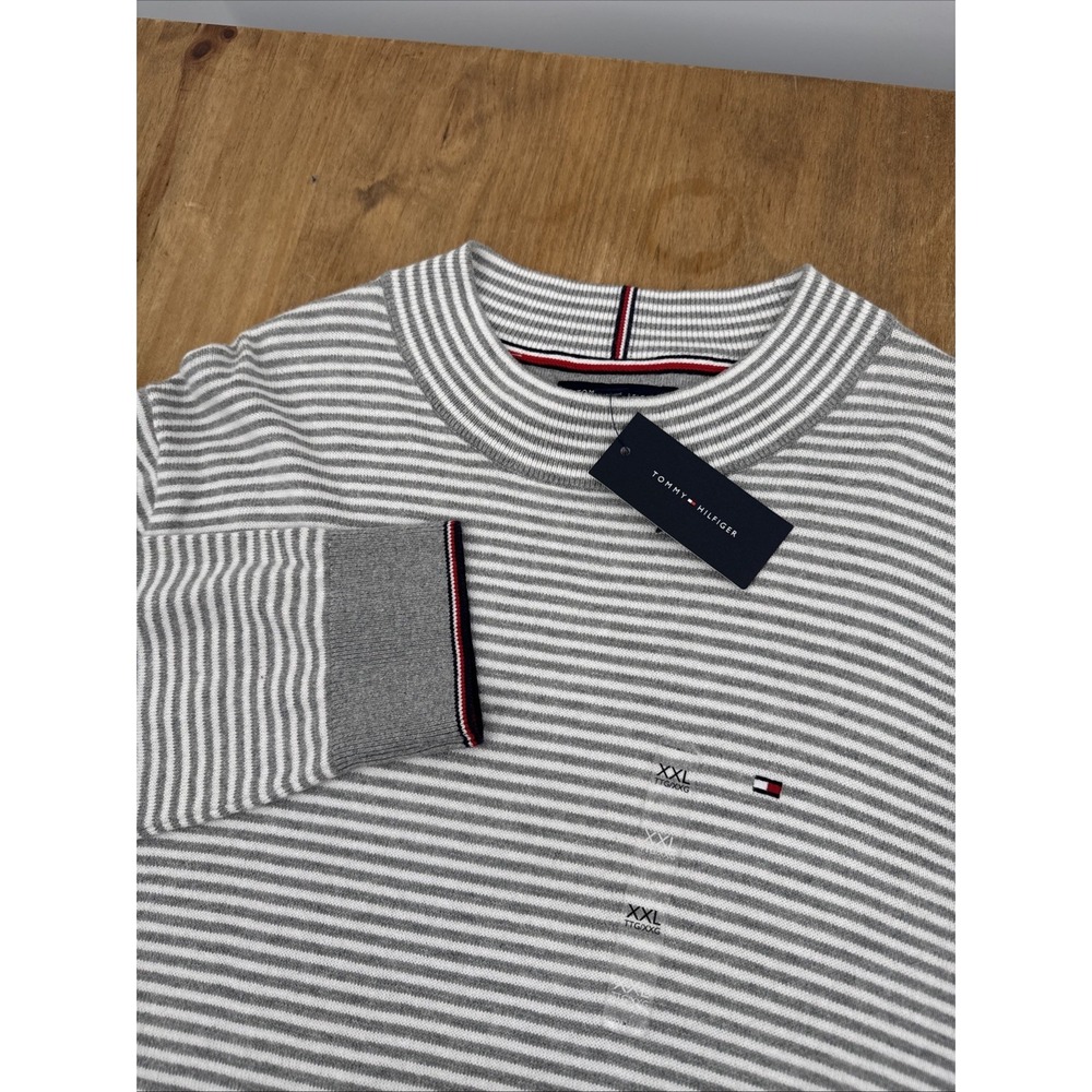 NWT Tommy Hilfiger Cotton/Cashmere Long Sleeve Mock Neck Sweater Men's XXL Gray
